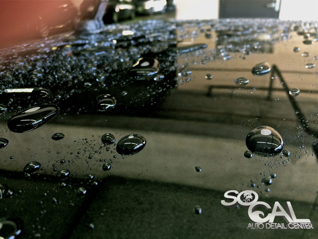 Water beading on paint protected by SoCal Auto Detail Center